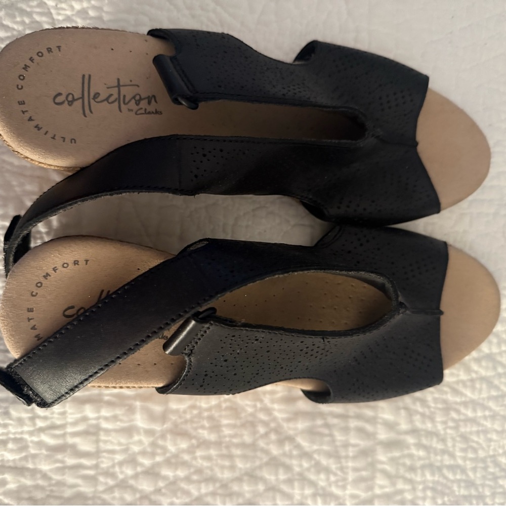 Clarks Black Perforated Women's Sandals